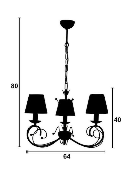 ArkoLight Chandelier Lampshade 3xE14 White 64cm 1362-2/3-Α