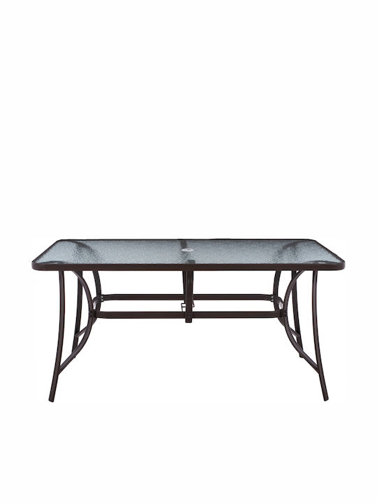 Маса Стабилна Метален със Стъклена Повърхност Bruno CAFE 150x90x75бр