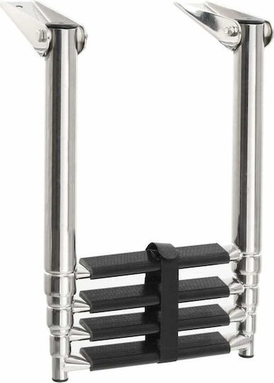 vidaXL 4 Steps Folding Boat Ladder Folding Stainless Steel Boarding Ladder with 4 Steps