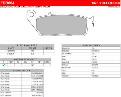 Ferodo Platinum Ημι-μεταλλικά Μπροστά Τακάκια Honda NC750 - CBR 600