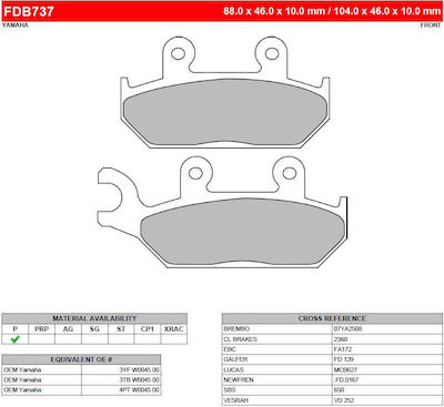 Ferodo Platinum Front Pads Τακάκια Μπροστά Yamaha XT 600