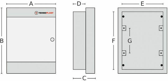 Tehnoplast Tablou electric Încastrat, Etanș, 3 Rânduri, 18 Elemente L392xA522xP68mm
