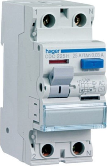Hager Ρελέ Ράγας Διαρροής 40A Διπολικό 300mA