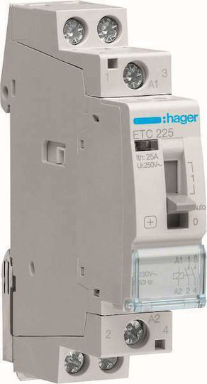 Hager Ρεле за фаза Захранване 25Спецификация Двуполюсно с Напрежение 230V 2NO