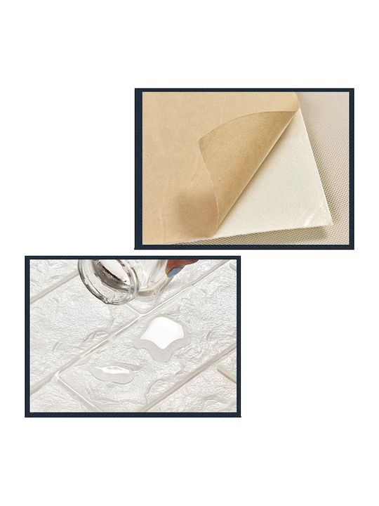 3D Wandpaneele Selbstklebendes Ziegel Weiß Weiß 70x77cm