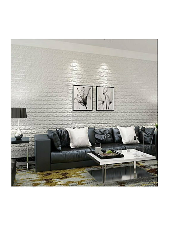 3D Wandpaneele Selbstklebendes Ziegel Weiß Weiß 70x77cm