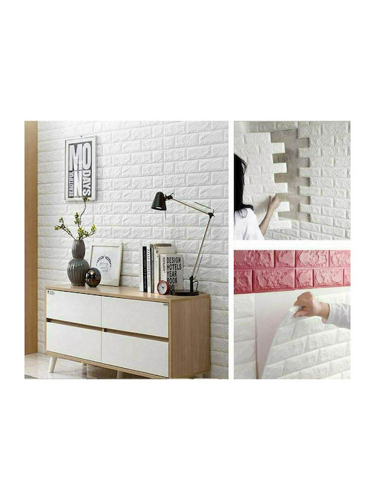 3D Wandpaneele Selbstklebendes Ziegel Weiß Weiß 70x77cm