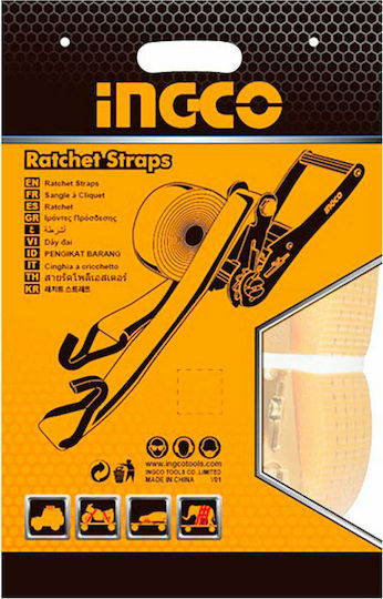 Ingco Car Luggage Strap with Ratchet Load Restraint up to 3T 1000x5cm