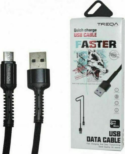 Treqa CA-8551 Редовна USB 2.0 до микро USB кабел Черен 1м 1бр