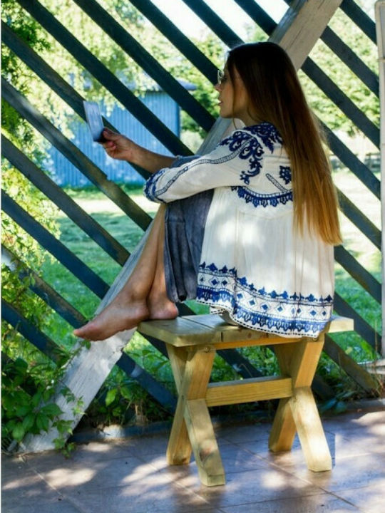 Ξύλινο Σκαμνάκι Εξωτερικού Χώρου Βικτώρια 35x35x55cm