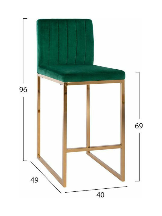 Stool Bar with Backrest Upholstered with Velvet Piper Cypress green / Gold 2pcs 40x49x96cm