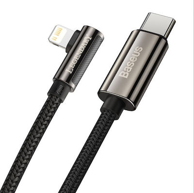 Baseus Legend Împletit / Unghi (90°) USB-C la Cablu Lightning 20W Negru 2m (CATLCS-A01)