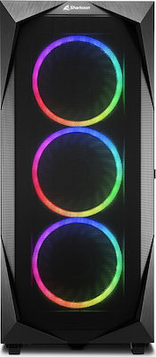 Sharkoon REV300 Gaming Full Tower Computer Case with Window Panel and RGB Lighting Black