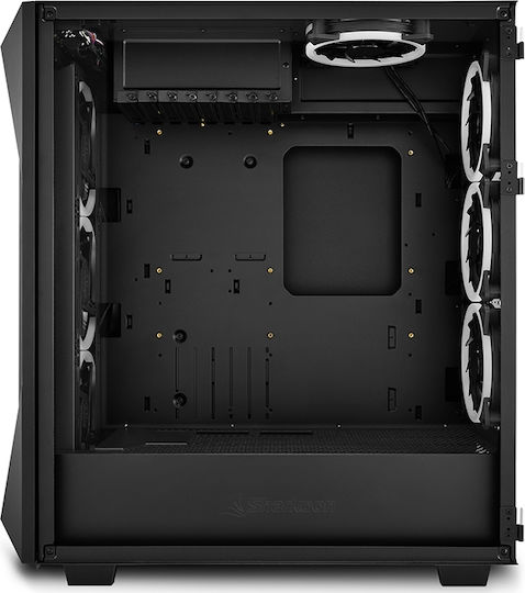 Sharkoon REV300 Геймърско бюро Midi Tower Компютърна кутия със страничен прозорец и RGB осветление Черен