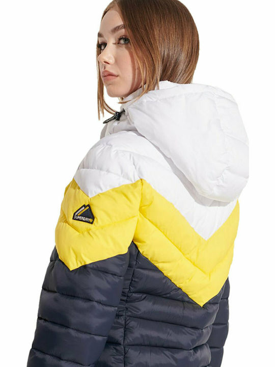 Superdry Women's Short Puffer Jacket for Winter with Detachable Hood
