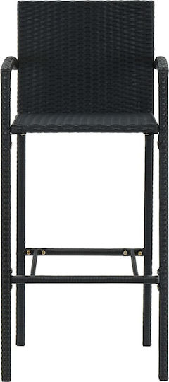Σκαμπό Μπαρ Εξωτερικού Χώρου Rattan Μαύρο 4τμχ 52x56x118cm