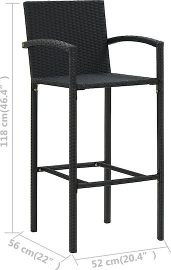 Σκαμπό Μπαρ Εξωτερικού Χώρου Rattan Μαύρο 4τμχ 52x56x118cm