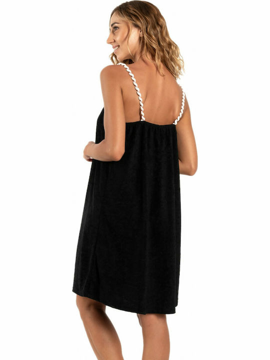 Rachel 12568 Γυναικείο Κοντό Φόρεμα Παραλίας Μαύρο