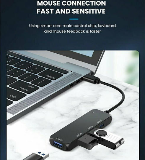 InLine Robotsky Hub 4 Θυρών USB 2.0 με σύνδεση USB-C