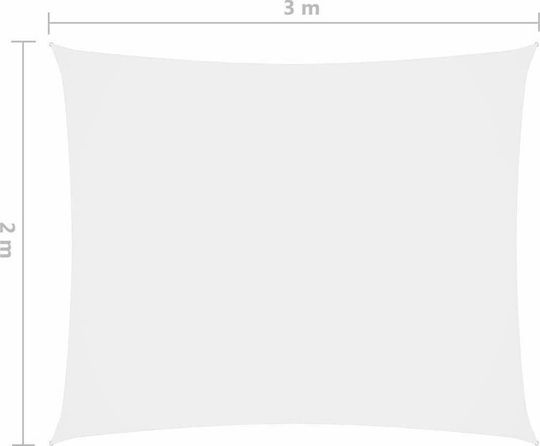 vidaXL Rectangular Shade Sail White With Hoop & with PU Coating 2x3m
