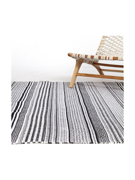 Royal Carpet Samaira Handmade Rug Rectangular Cotton with Fringes Black White