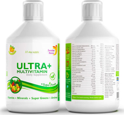 Swedish Nutra Ultra+ Multivitamin Vitamin for Energy, Immune System Boost, Hair, Nails & Antioxidant Orange 500ml