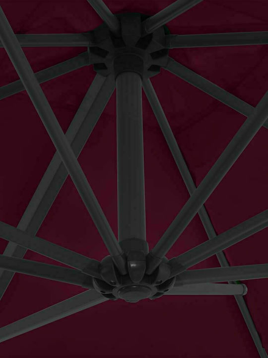 Hanging Square Garden Parasol with Burgundy Metal Frame 2.5x2.5xHeight 2.47m