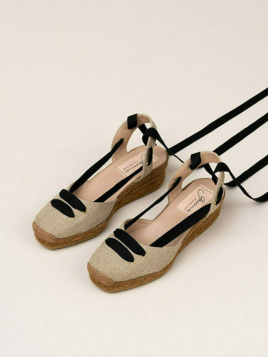 GAIMO EXTRAVAGANT FABRIC ESPADRILLE WITH LEATHER LINING INSIDE AND ONE-PIECE SOLAPLATE. BILLY LINO 230 C, BEZ, 6-POOL HEIGHT, Woman