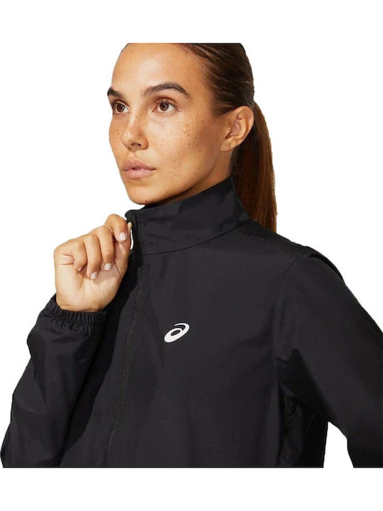 Women's Running Short Sports Jacket Waterproof and Windproof for Spring or Autumn Black