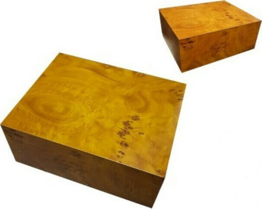 Sikarlan Natural Cigar Humidifier Wood Box for 50 Cigars with Hygrometer 27.2x22x11.2cm
