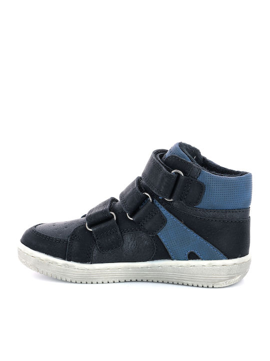 Lohan Παιδικά Sneakers High Ανατομικά με Σκρατς Navy Μπλε