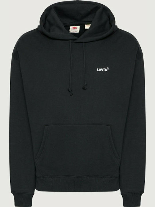 Red Tab Sweatshirt with Hood Black