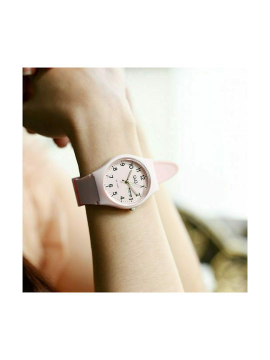 Q&Q Watch with Pink Rubber Strap