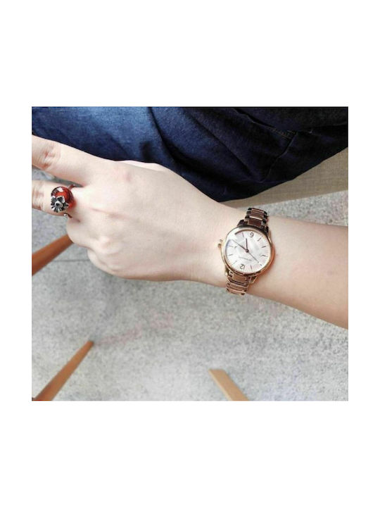 Burberry Γυναικείο Ρολόι 32mm Μπαταρίας με Ροζ Χρυσό Μεταλλικό Μπρασελέ