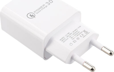Lamtech Φορτιστής με Θύρα USB-A και Καλώδιο micro USB 18W Quick Charge 3.0 Λευκός (LAM021974)