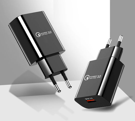 Lamtech Charger Without Cable with USB-A Port 18W Quick Charge 3.0 Blacks (LAM021943)