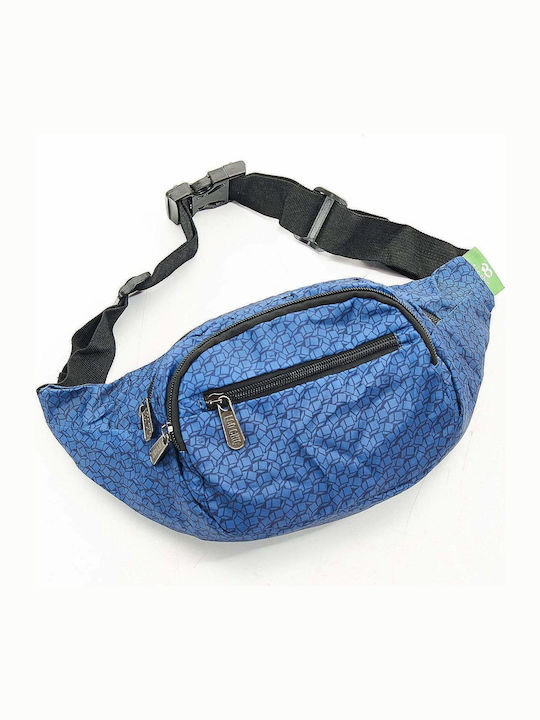 Eco Chic Disrupted Cubes Men's Waist Bag Blue E-