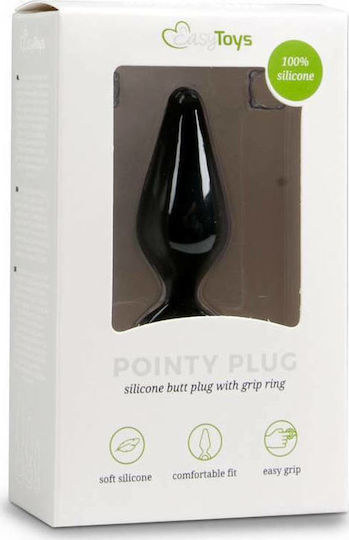 Easytoys Buttplug with Pull Ring Medium Πρωκτική Σφήνα Medium Black 12cm