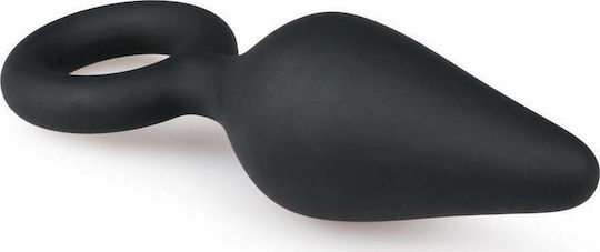 Easytoys Buttplug with Pull Ring Medium Πρωκτική Σφήνα Medium Black 12cm