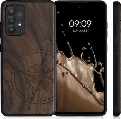 KWmobile Navigational Compass Wooden Back Cover Brown (Galaxy A52 / A52s)