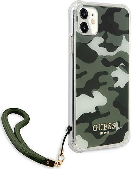 Guess Camo Задна корица Пластмаса с Каишка Каки (iPhone 11)