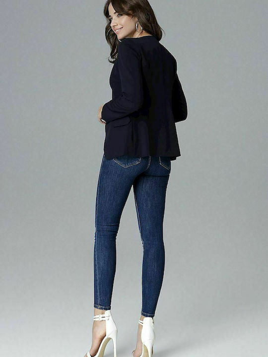 Lenitif L022 Women's Waisted Blazer Navy Blue