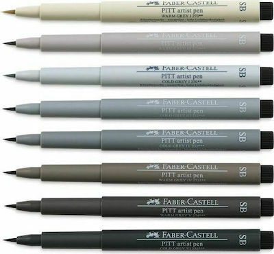 Faber-Castell Pitt Artist Μαρκαδόροι Σχεδίου Πολύχρωμοι 8τμχ