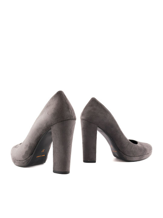1024 Leder Pumps mit Chunky Hohem Absatz Braun