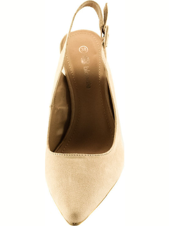 Suede Pointed Toe Beige High Heels 37/062