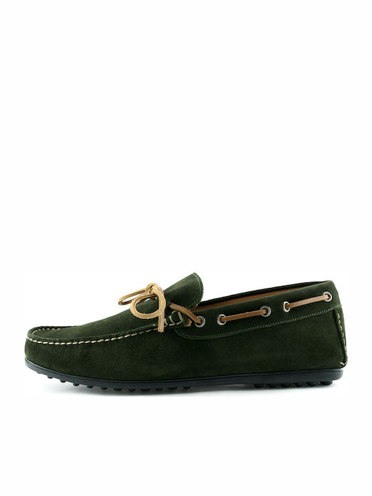 Damiani 851 Men's Suede Boat Shoes Green