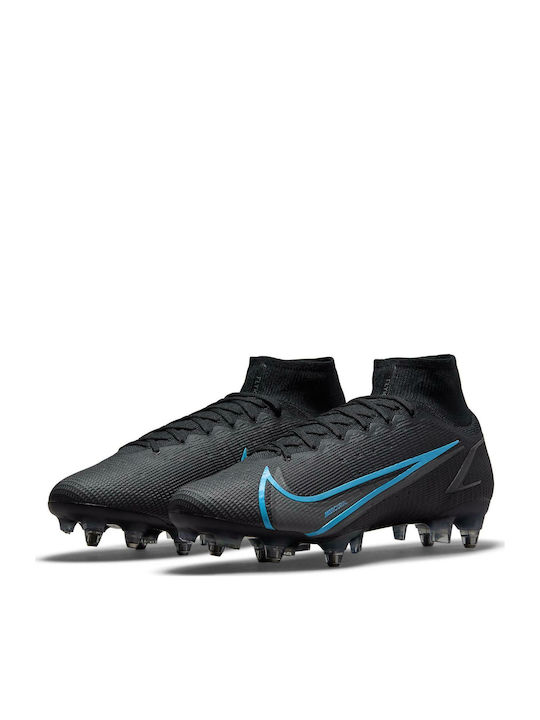 Nike Mercurial Superfly 8 Elite AC High Football Shoes SG-Pro with Cleats Black / Iron Grey
