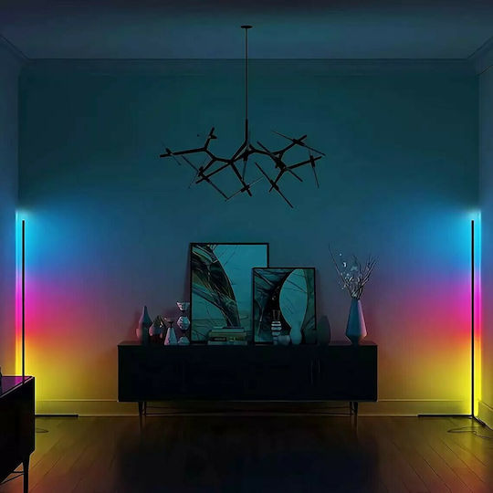 LED Floor Lamp H156.2cm. with RGB Light Black