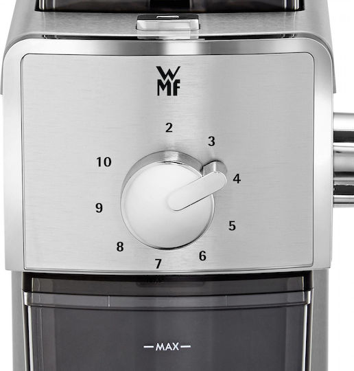 WMF Stelio Electric Coffee Grinder 110W for 180gr Beans and 17 Grind Levels Silver