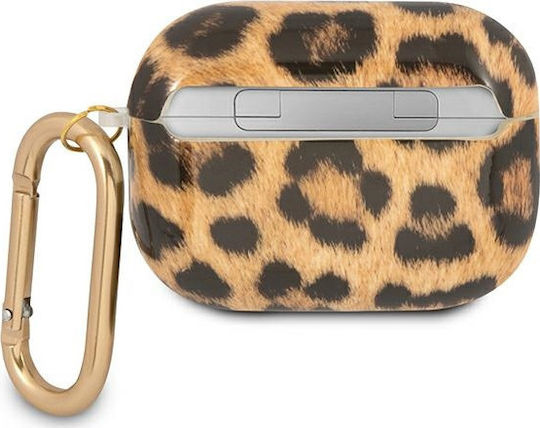 Guess Leopard Collection Husă cu cârlig în culoarea Auriu pentru Apple AirPods Pro